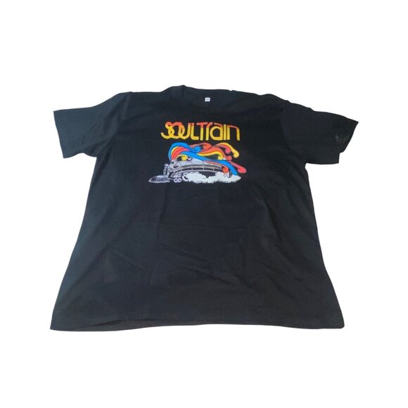 Soul Train Black Graphic T-Shirt XL Cotton Unisex Short Sleeve Retro Style - Picture 2 of 5
